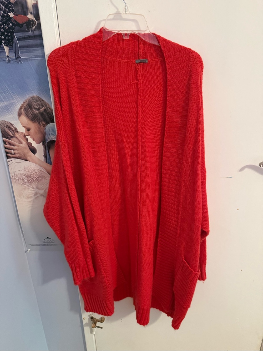 aerie Open-Front Red Knit Cardigan with Pockets